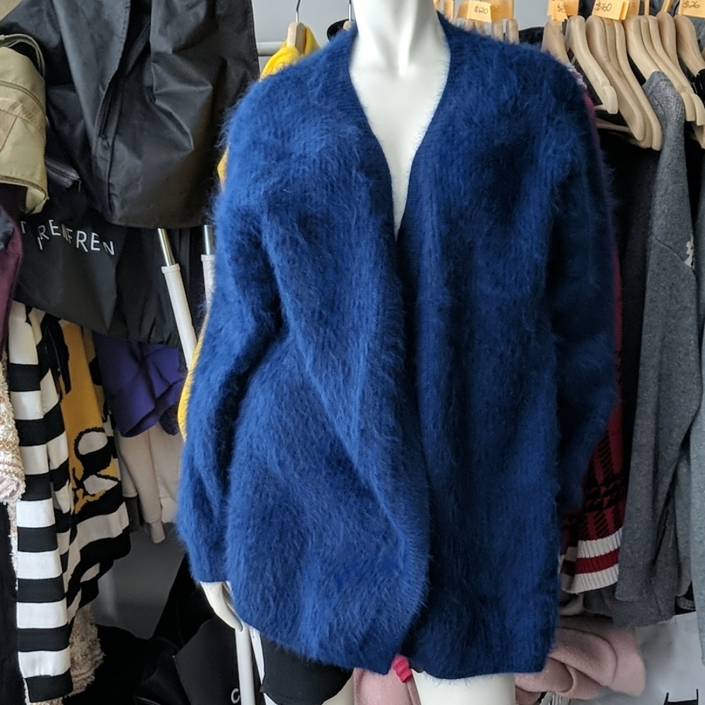 Ultra Soft Deep Blue Fuzzy Cardigan
